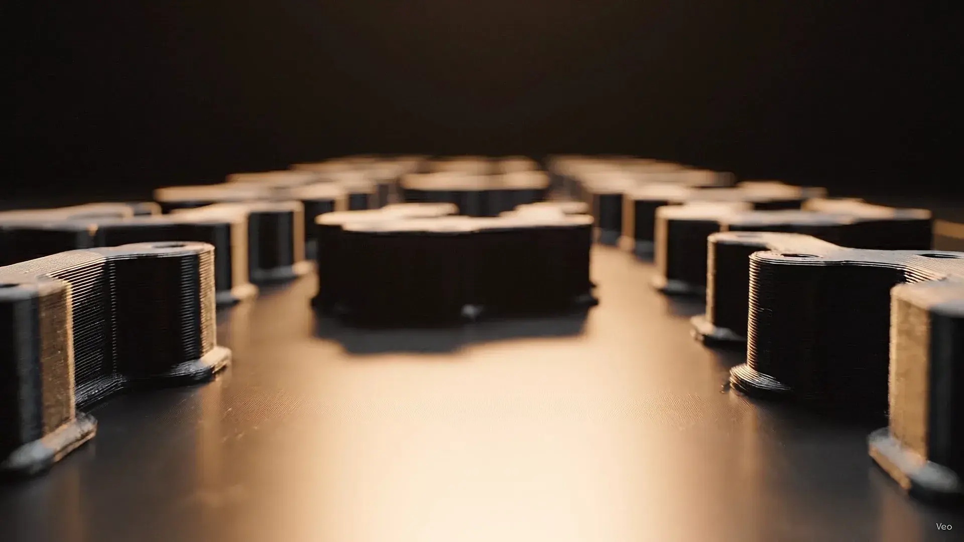 A field of identical 3D-printed parts